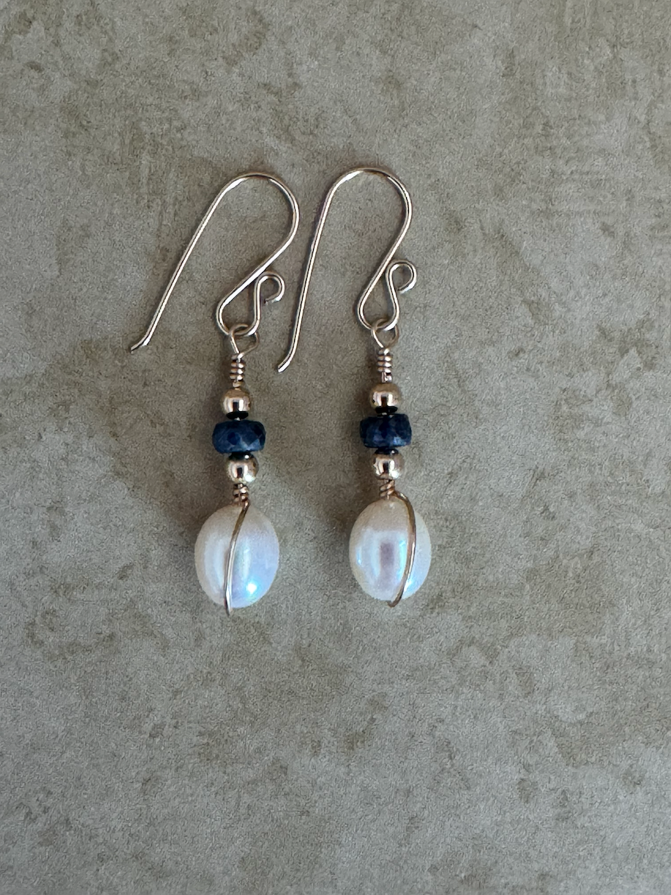 Gold-Filled Sapphire Pearl Drop Earrings