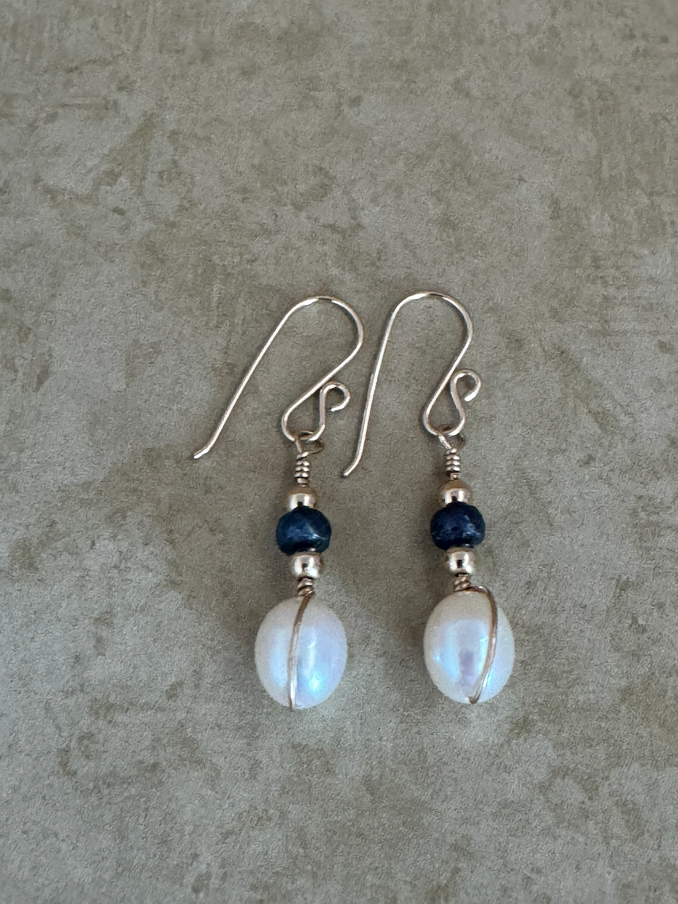 Gold-Filled Sapphire Pearl Drop Earrings