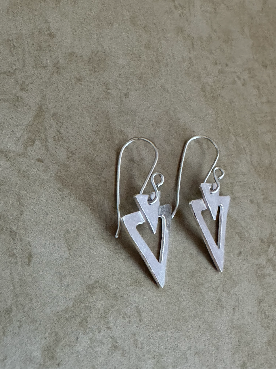 Fine Silver Double Triangle Earrings