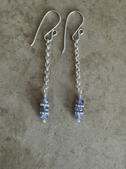 Sterling Silver Tanzanite Single Chain Dangles