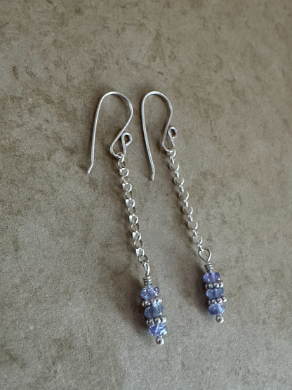 Sterling Silver Tanzanite Single Chain Dangles