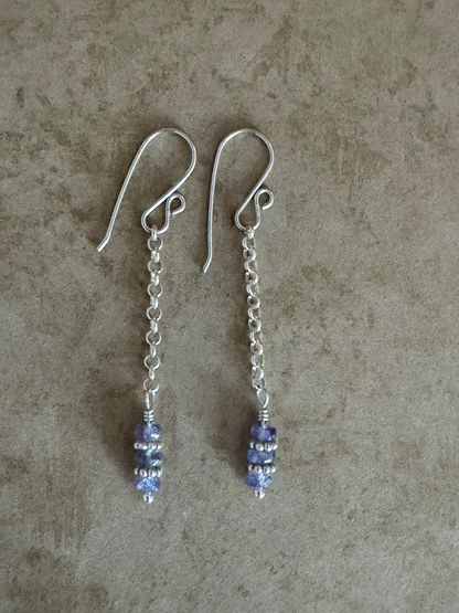 Sterling Silver Tanzanite Single Chain Dangles