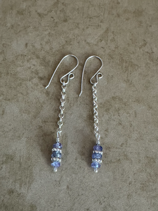 Sterling Silver Tanzanite Single Chain Dangles