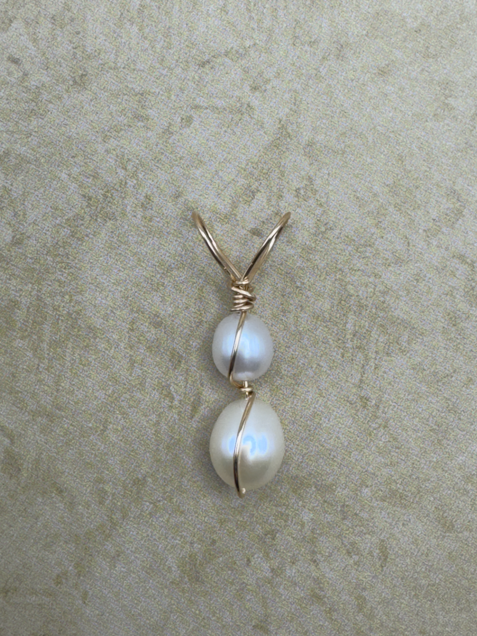 Yellow Gold-Filled Double Pearl Artisan Pendent