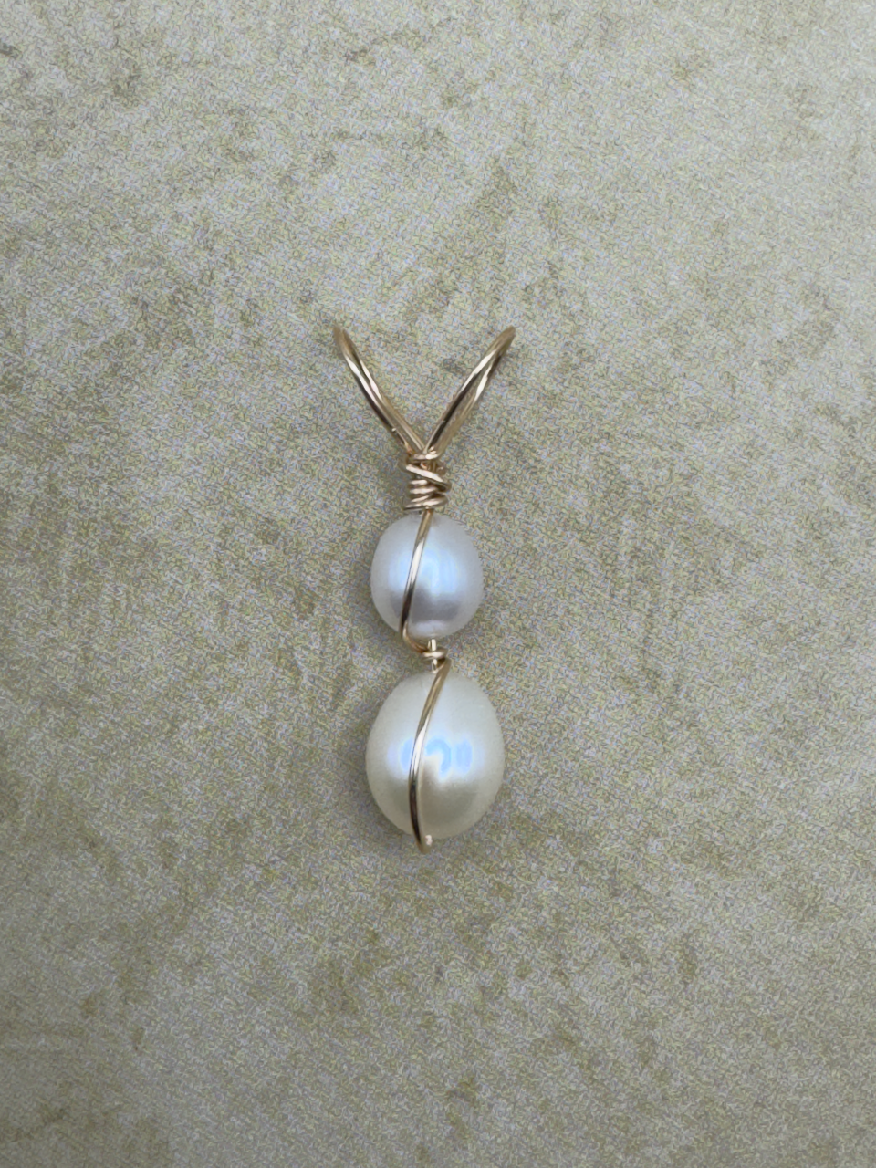 Yellow Gold-Filled Double Pearl Artisan Pendent