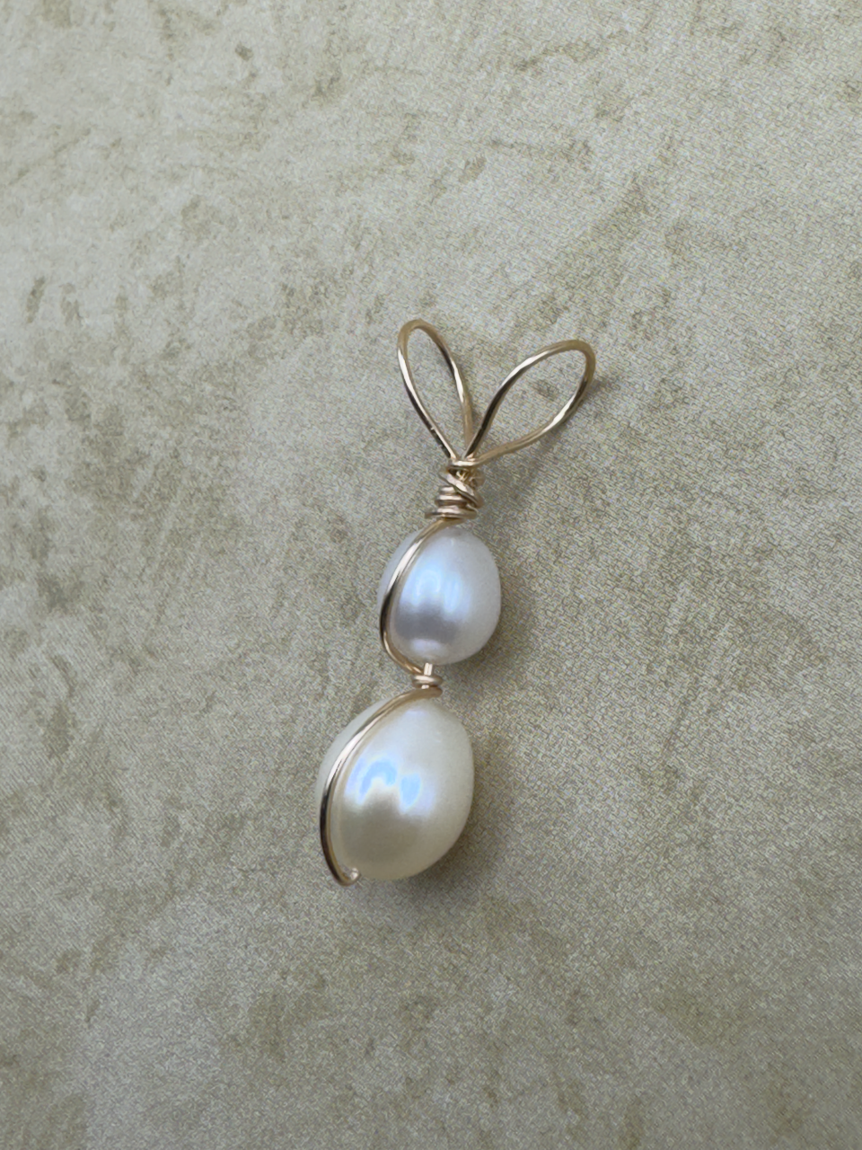 Yellow Gold-Filled Double Pearl Artisan Pendent