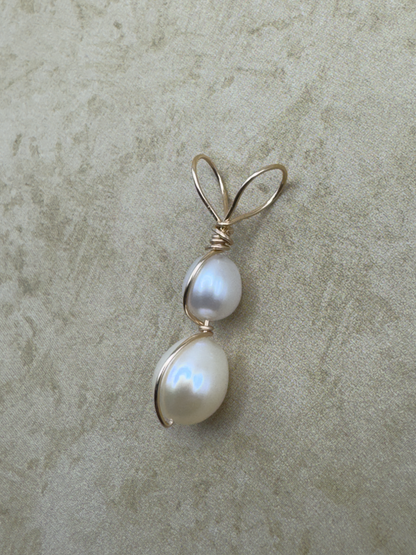 Yellow Gold-Filled Double Pearl Artisan Pendent