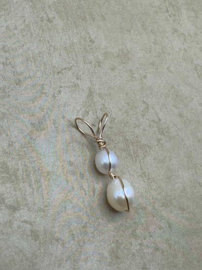 Yellow Gold-Filled Double Pearl Artisan Pendent