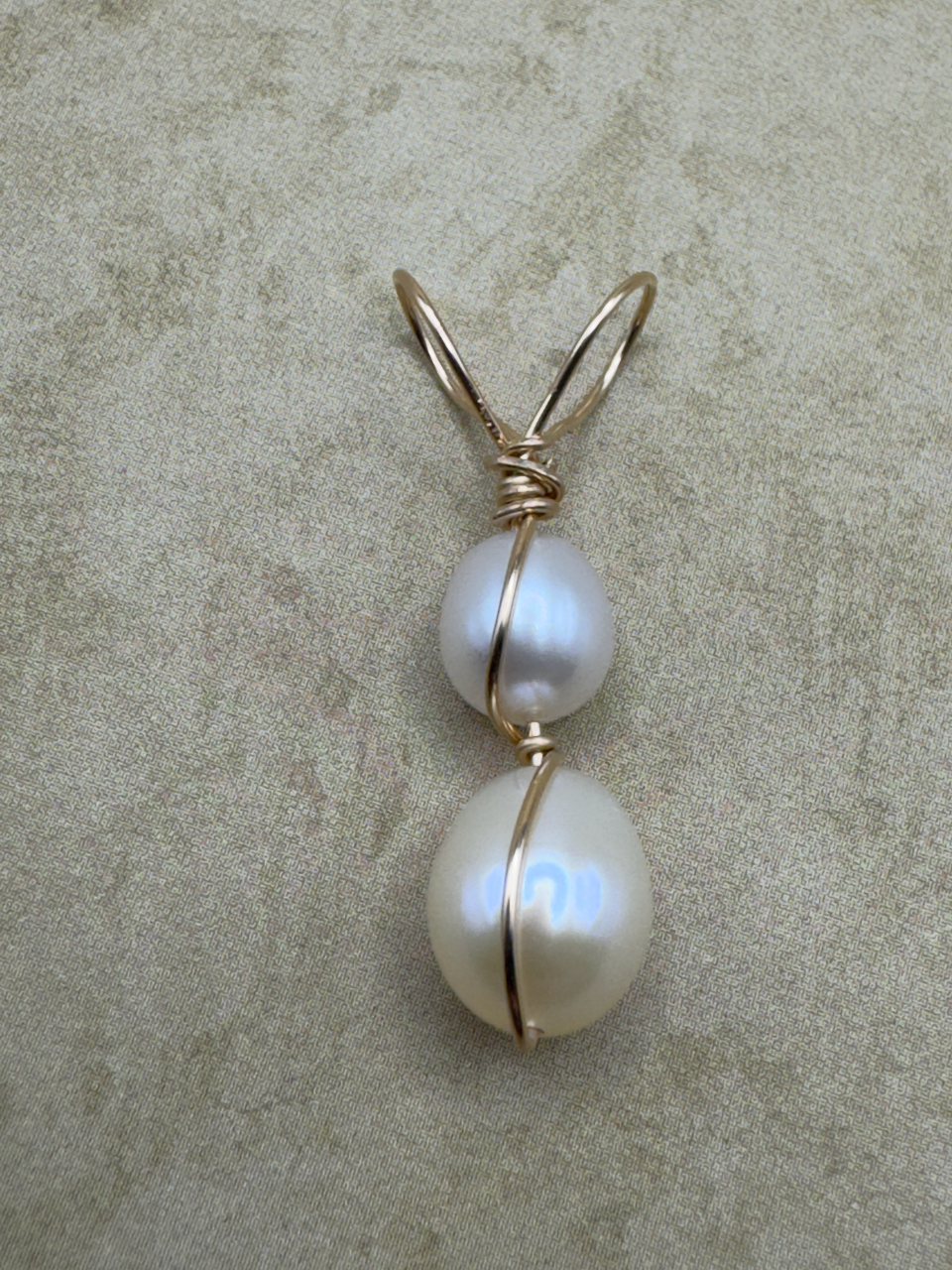 Yellow Gold-Filled Double Pearl Artisan Pendent