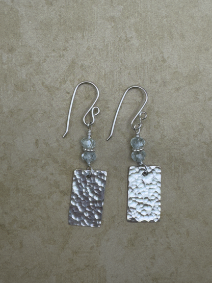 Fine and Sterling Silver Aquamarine Rectangle Drops