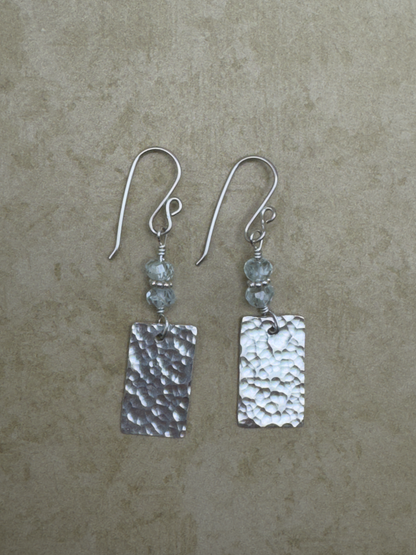 Fine and Sterling Silver Aquamarine Rectangle Drops