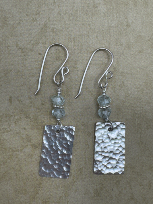Fine and Sterling Silver Aquamarine Rectangle Drops