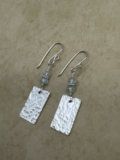 Fine and Sterling Silver Aquamarine Rectangle Drops