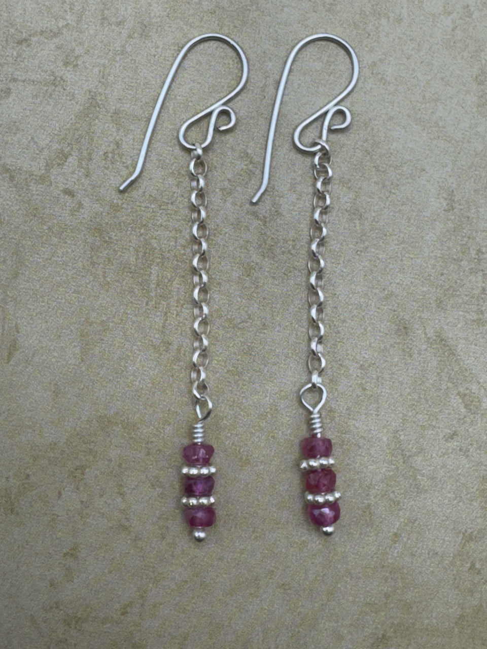 Sterling Silver Pink Sapphire Single Chain Dangles