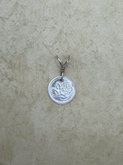 Fine Silver Rose Wax Seal Pendent