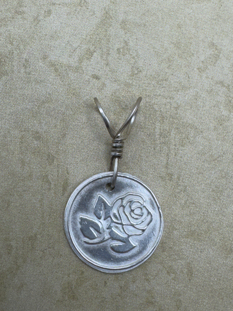 Fine Silver Rose Wax Seal Pendent