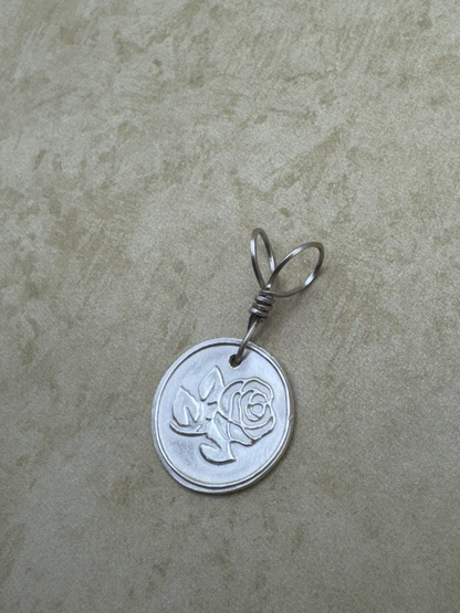 Fine Silver Rose Wax Seal Pendent
