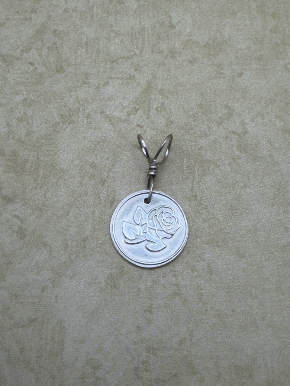 Fine Silver Rose Wax Seal Pendent