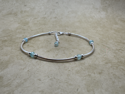 Sterling Silver Aqua Chalcedony Tube Bracelet