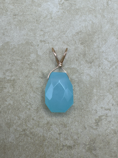 Yellow Gold-Filled Aqua Chalcedony Freeform Pendent