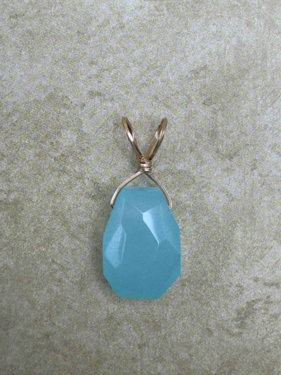 Yellow Gold-Filled Aqua Chalcedony Freeform Pendent