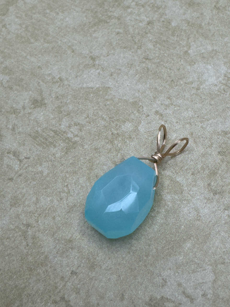 Yellow Gold-Filled Aqua Chalcedony Freeform Pendent