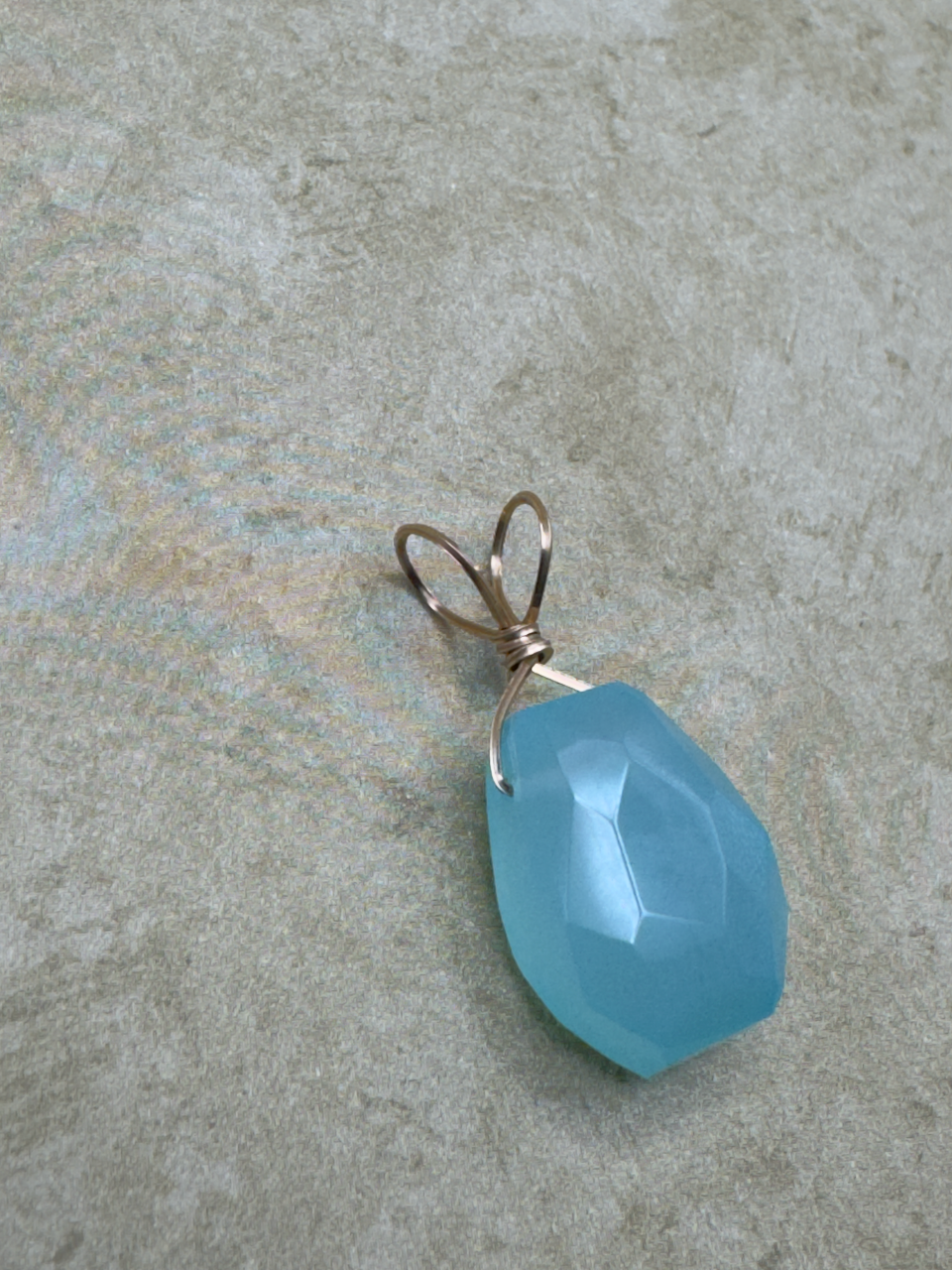 Yellow Gold-Filled Aqua Chalcedony Freeform Pendent