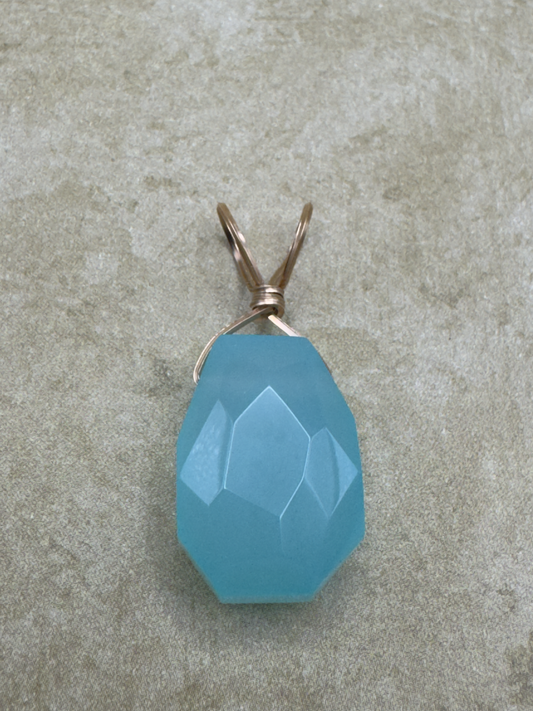 Yellow Gold-Filled Aqua Chalcedony Freeform Pendent
