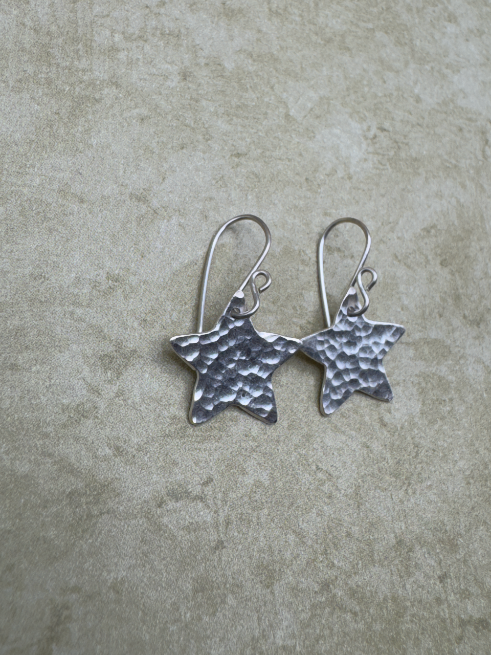 Fine Silver Hammered Star Earrings