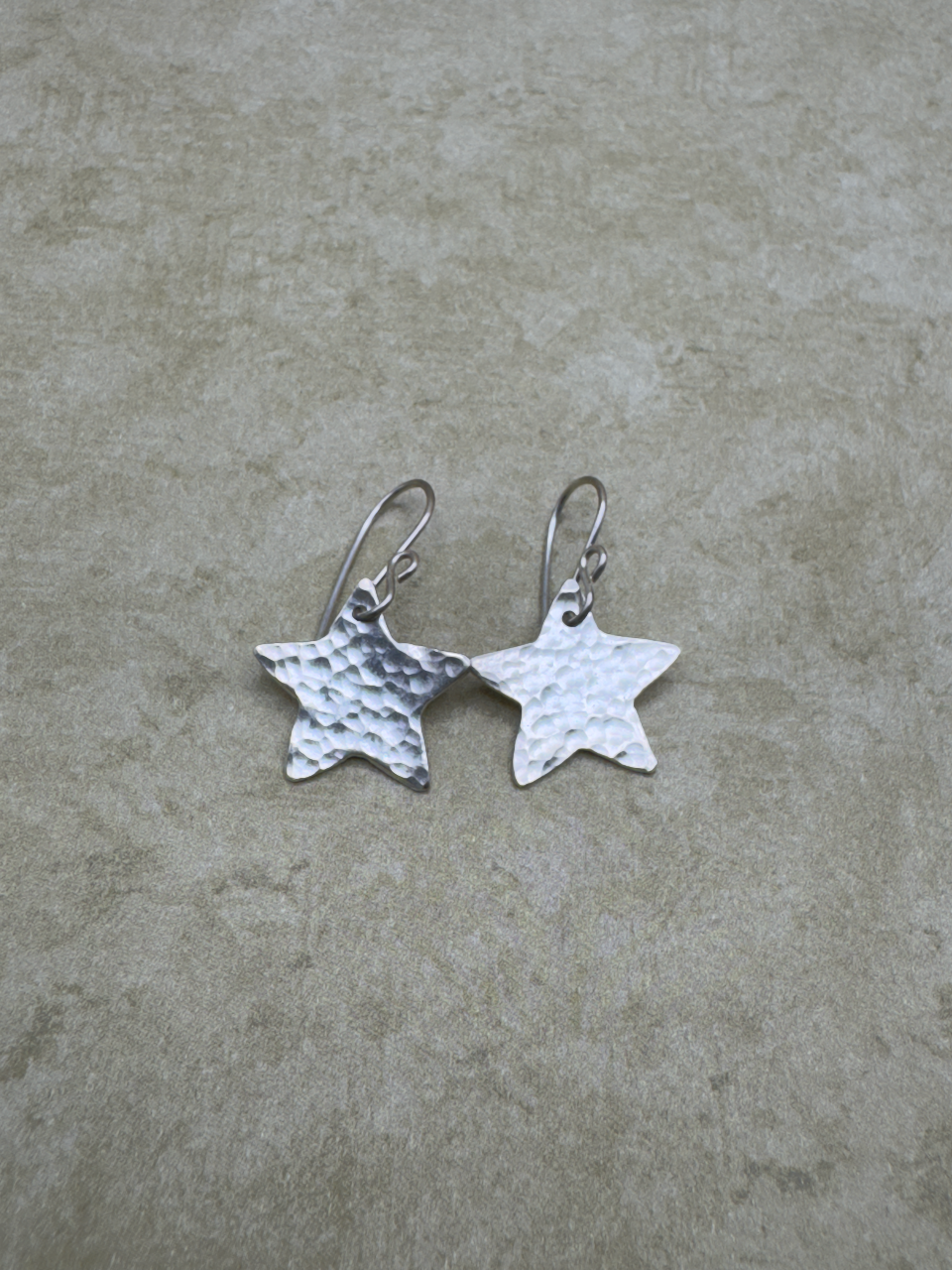 Fine Silver Hammered Star Earrings