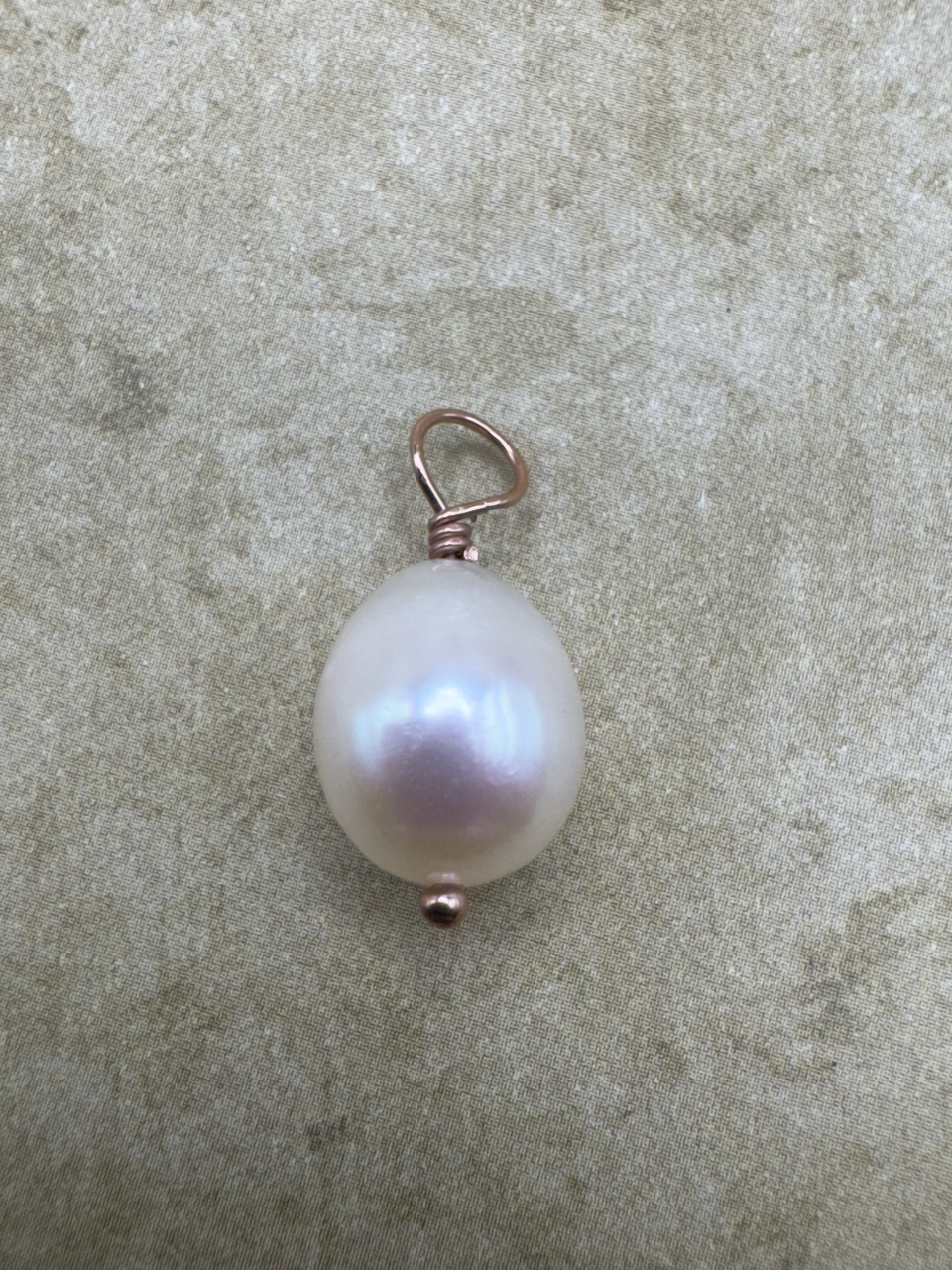Rose Gold-Filled Single Rice Pearl Drop Pendent