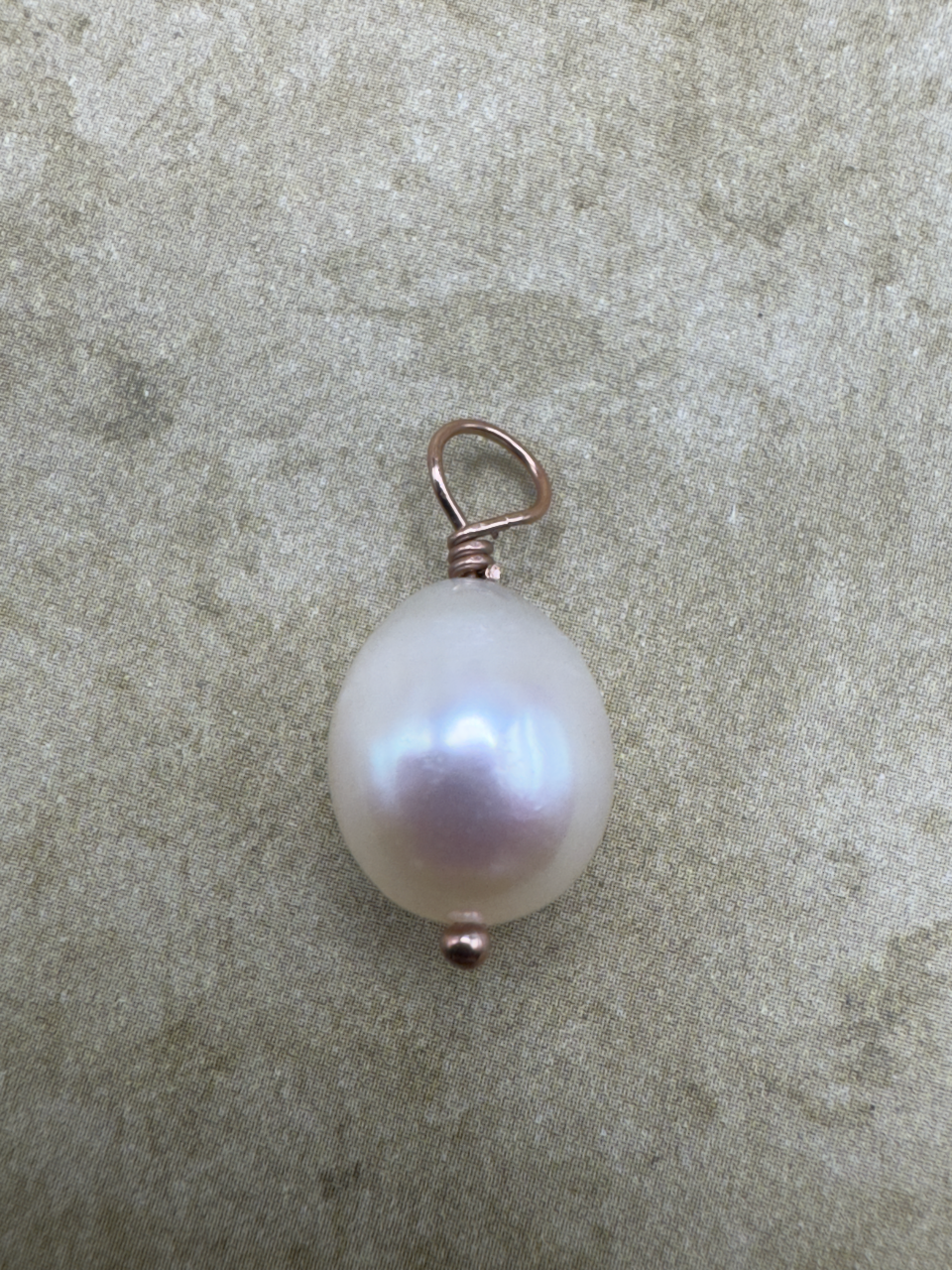 Rose Gold-Filled Single Rice Pearl Drop Pendent