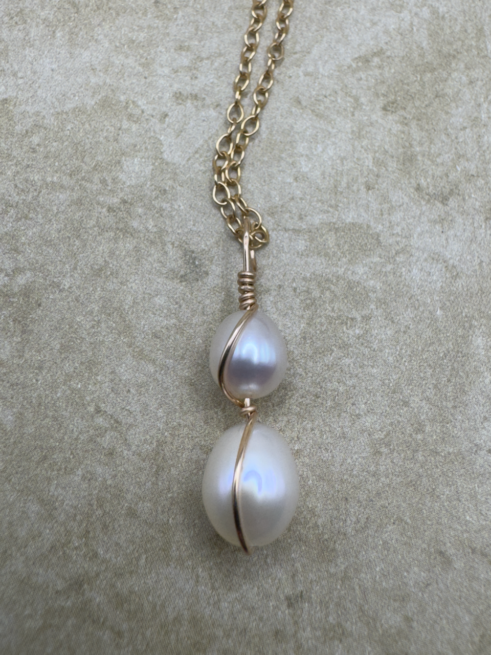 Yellow Gold-Filled Double Pearl Artisan Simplicity Pendent
