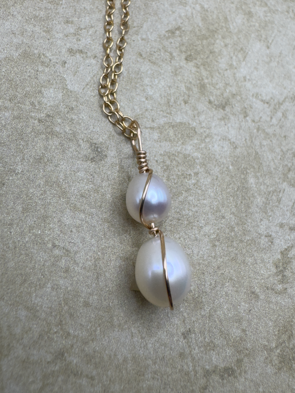 Yellow Gold-Filled Double Pearl Artisan Simplicity Pendent