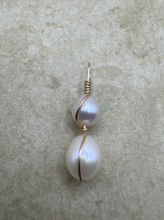 Yellow Gold-Filled Double Pearl Artisan Simplicity Pendent