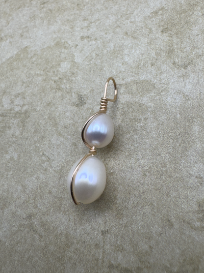 Yellow Gold-Filled Double Pearl Artisan Simplicity Pendent
